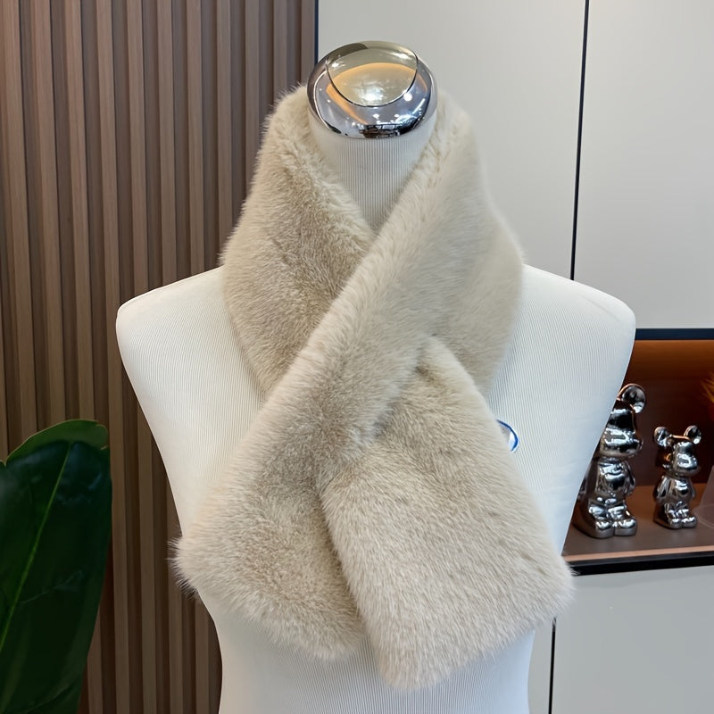 Women’s Faux Fur Winter Scarf, Warm Thick Fox-Style Scarf