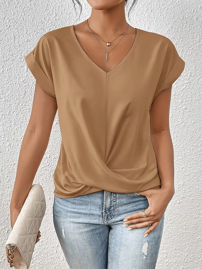 Saskia | Twist-Hem V-Neck Tee