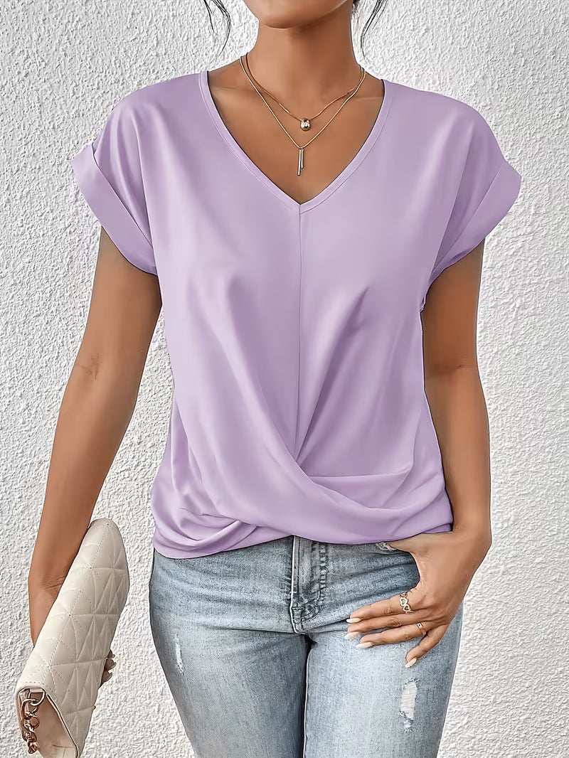 Saskia | Twist-Hem V-Neck Tee