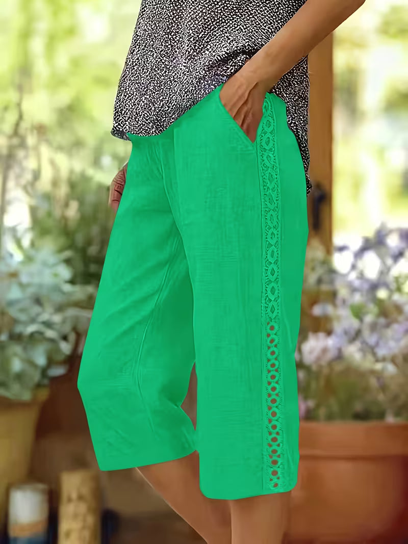 Cassidy | Lace-Trim Capri Pants with Pockets
