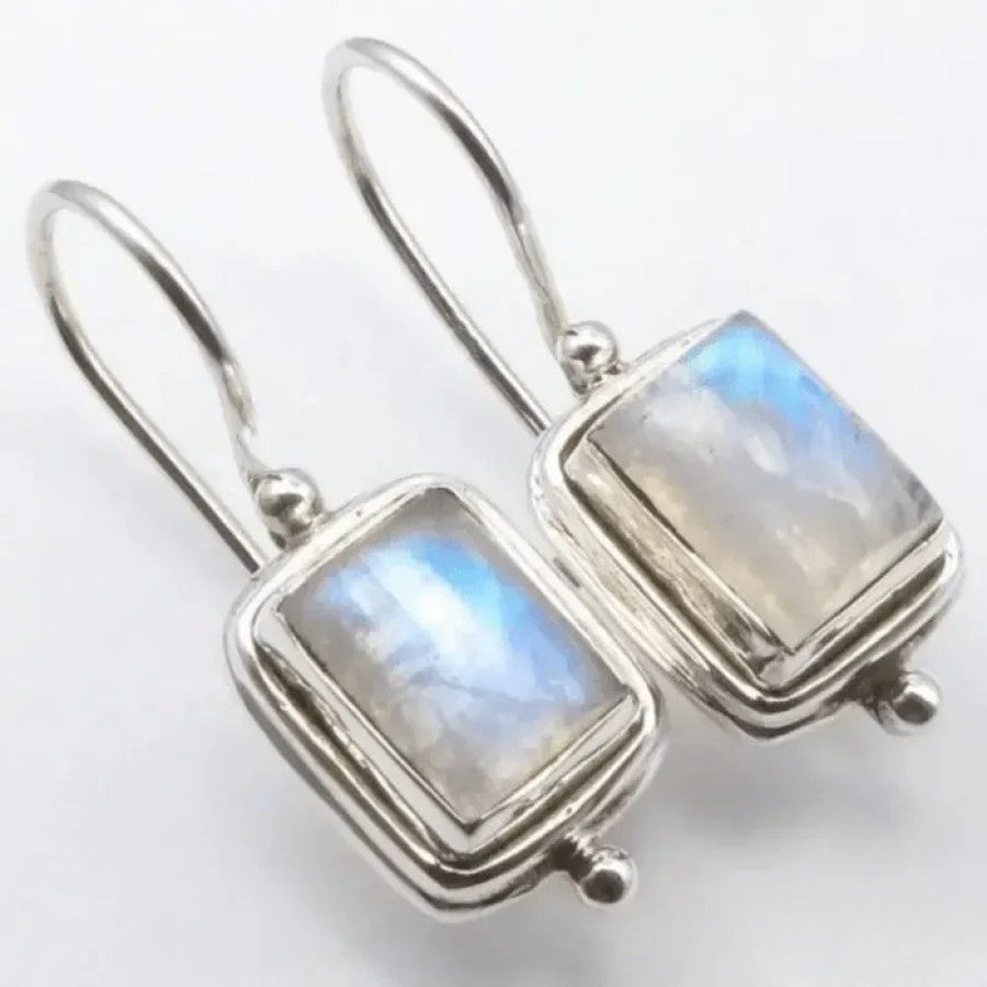 June | Retro Moonstone Square Earrings