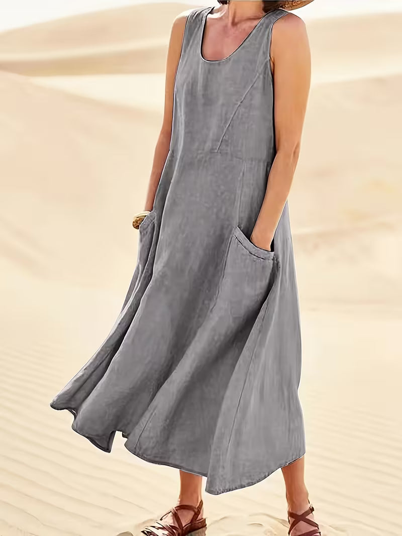 Marlowe | Cotton A-Line Midi Dress with Pockets