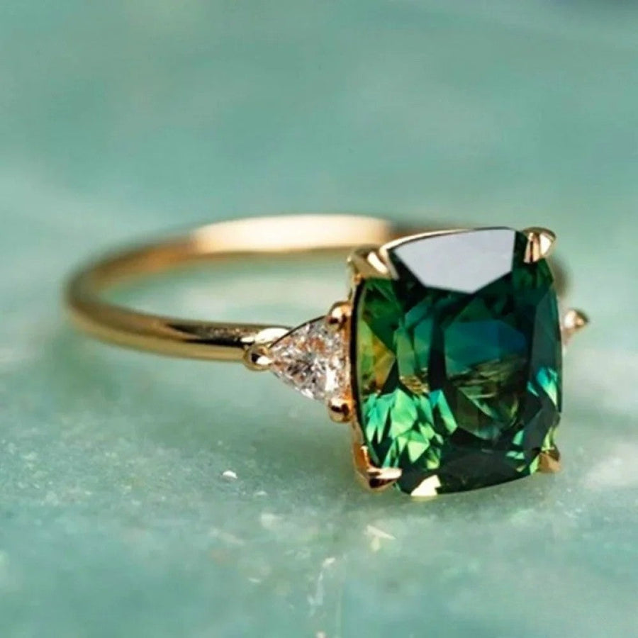 Oael | Gold ring with green zirconia