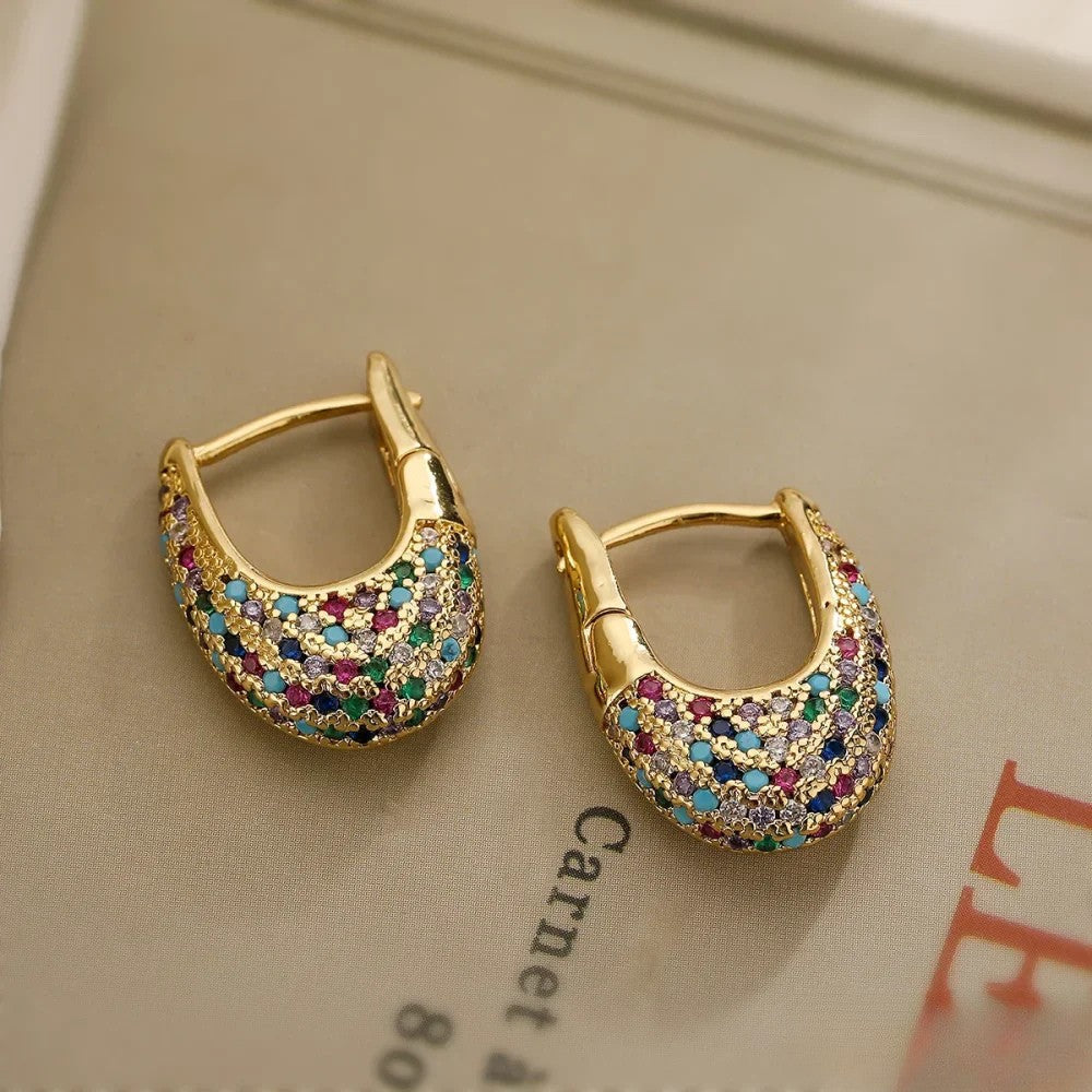Gale | Colorful Earrings in Inlay Design