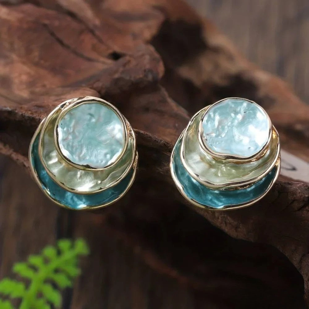 Hope | Vintage Hand-Painted Multi-Layer Round Earrings