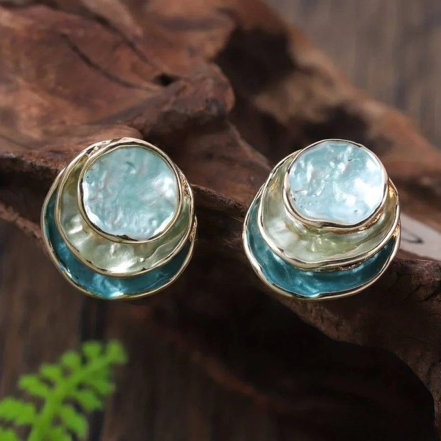 Hope | Vintage Hand-Painted Multi-Layer Round Earrings