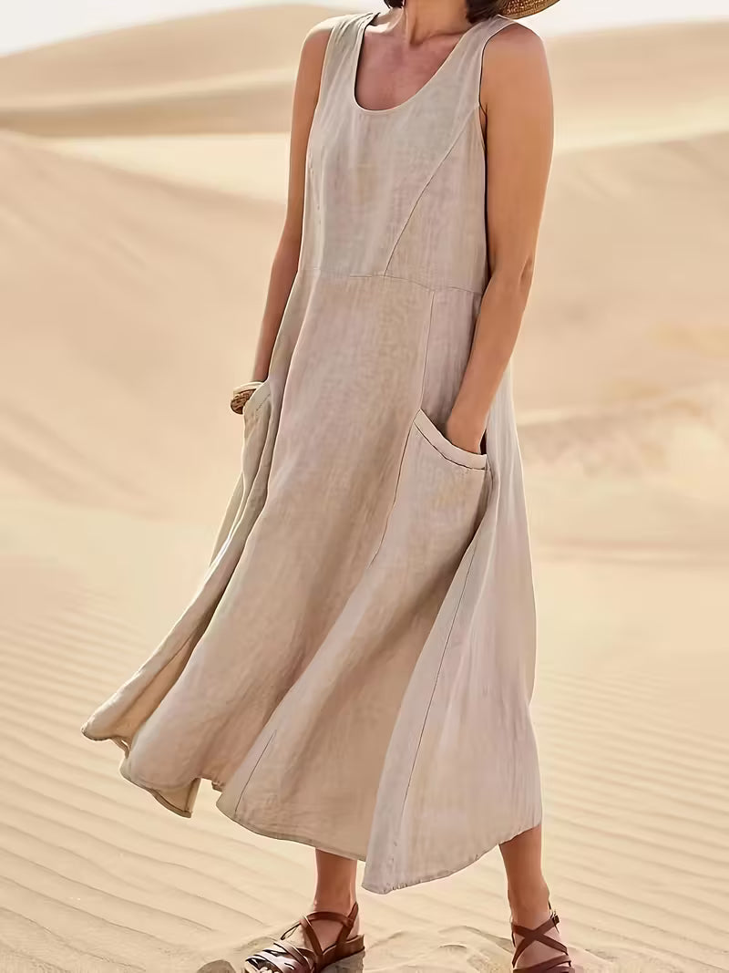 Marlowe | Cotton A-Line Midi Dress with Pockets