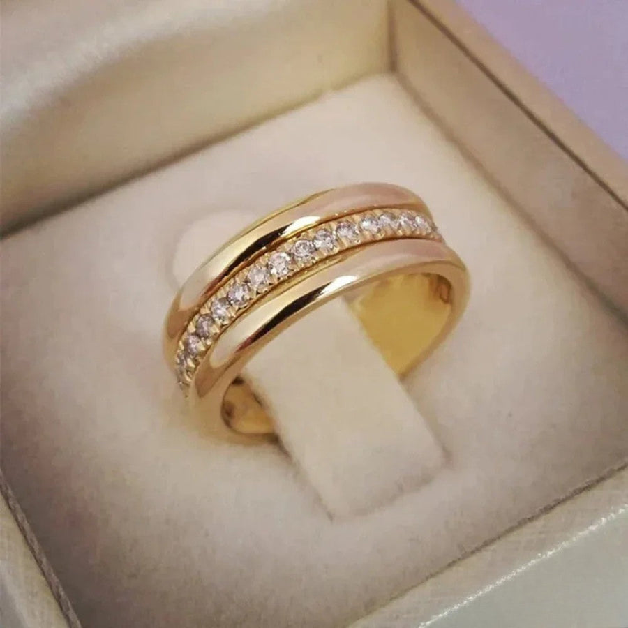 Jael | Elegant Double Ring with Zirconia Inlay
