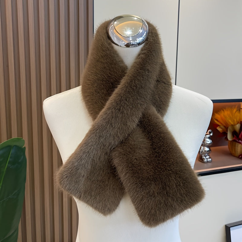 Women’s Faux Fur Winter Scarf, Warm Thick Fox-Style Scarf
