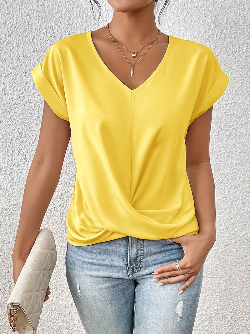 Saskia | Twist-Hem V-Neck Tee