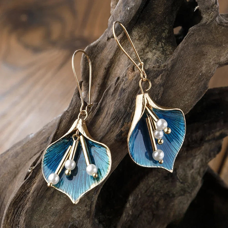 Zola | Antique Blue Lotus Silver Earrings
