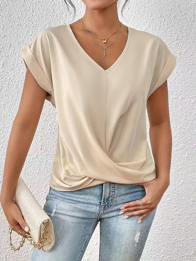 Saskia | Twist-Hem V-Neck Tee