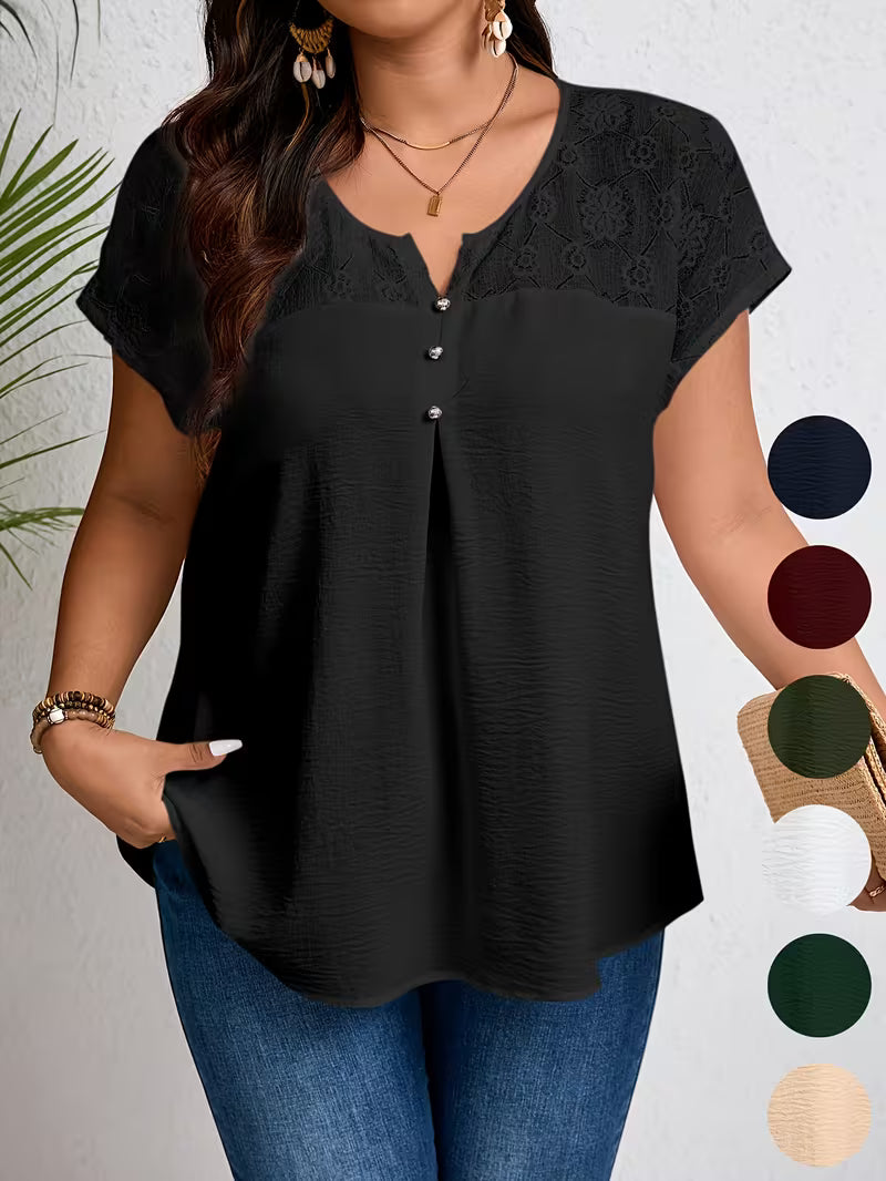 Elodie | Lace Yoke Button Top