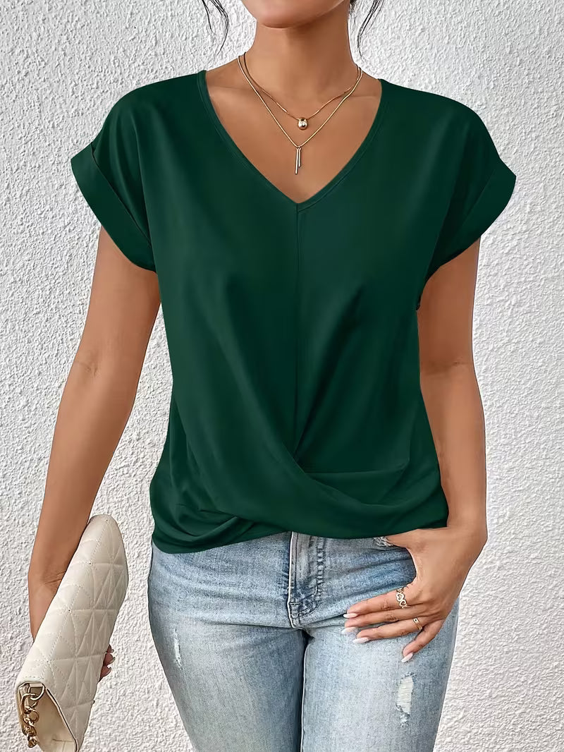 Saskia | Twist-Hem V-Neck Tee