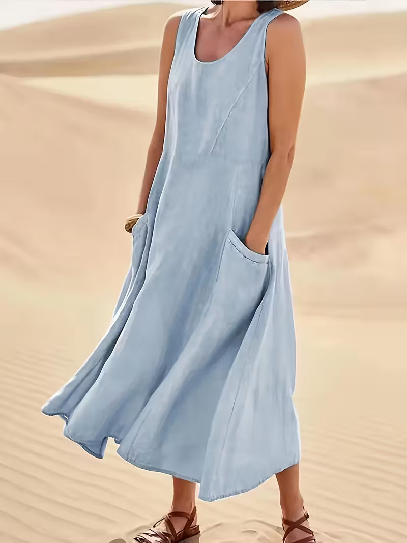 Marlowe | Cotton A-Line Midi Dress with Pockets