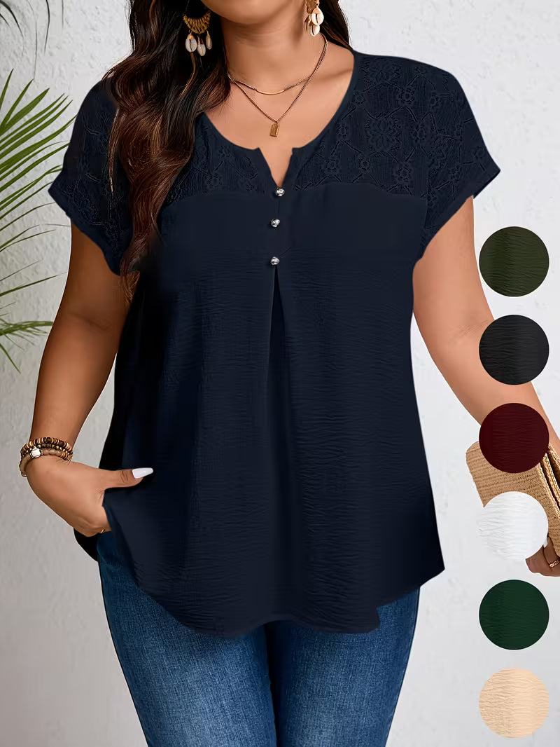 Elodie | Lace Yoke Button Top