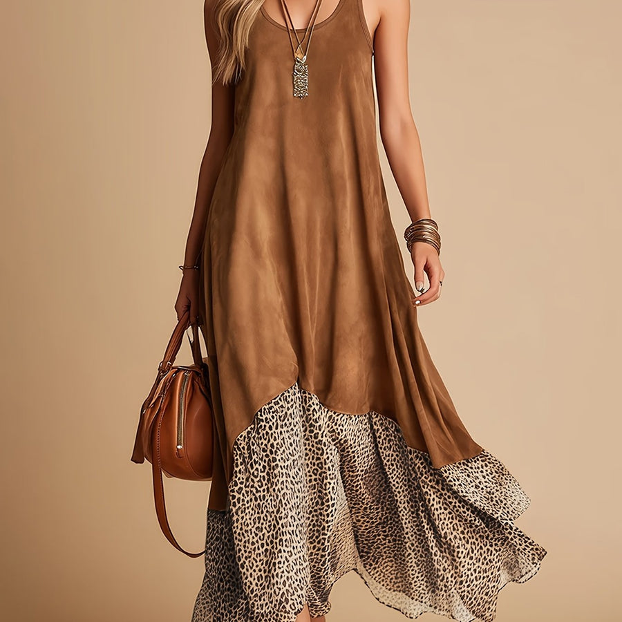 Emerson | Bohemian Leopard Hem Maxi Dress