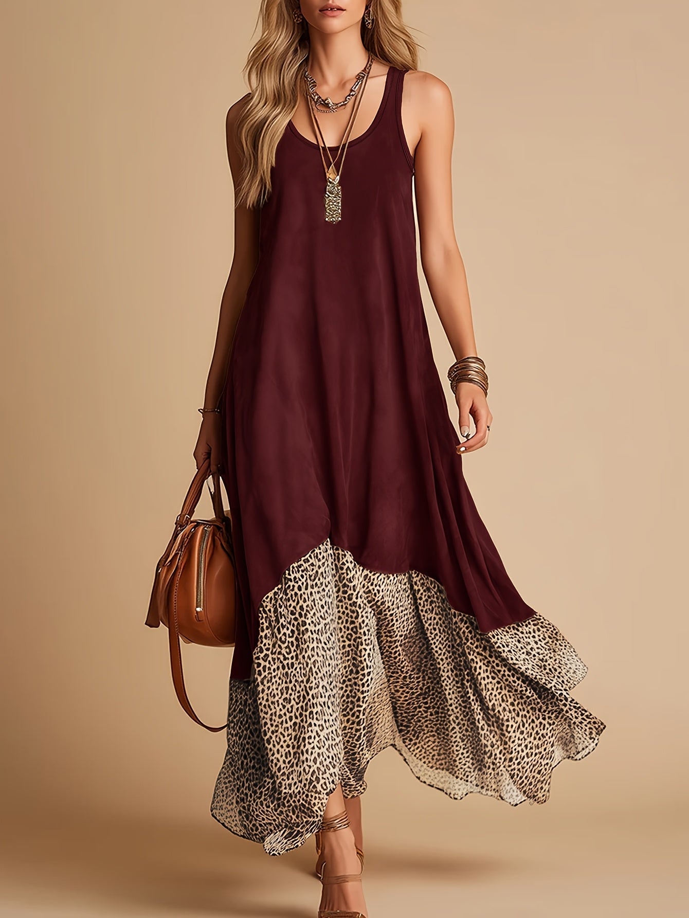 Emerson | Bohemian Leopard Hem Maxi Dress
