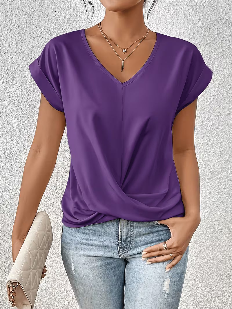 Saskia | Twist-Hem V-Neck Tee