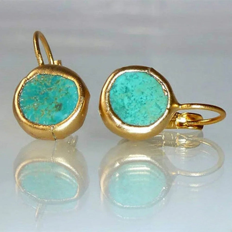Jewel | Golden Vintage Earrings with Turquoise