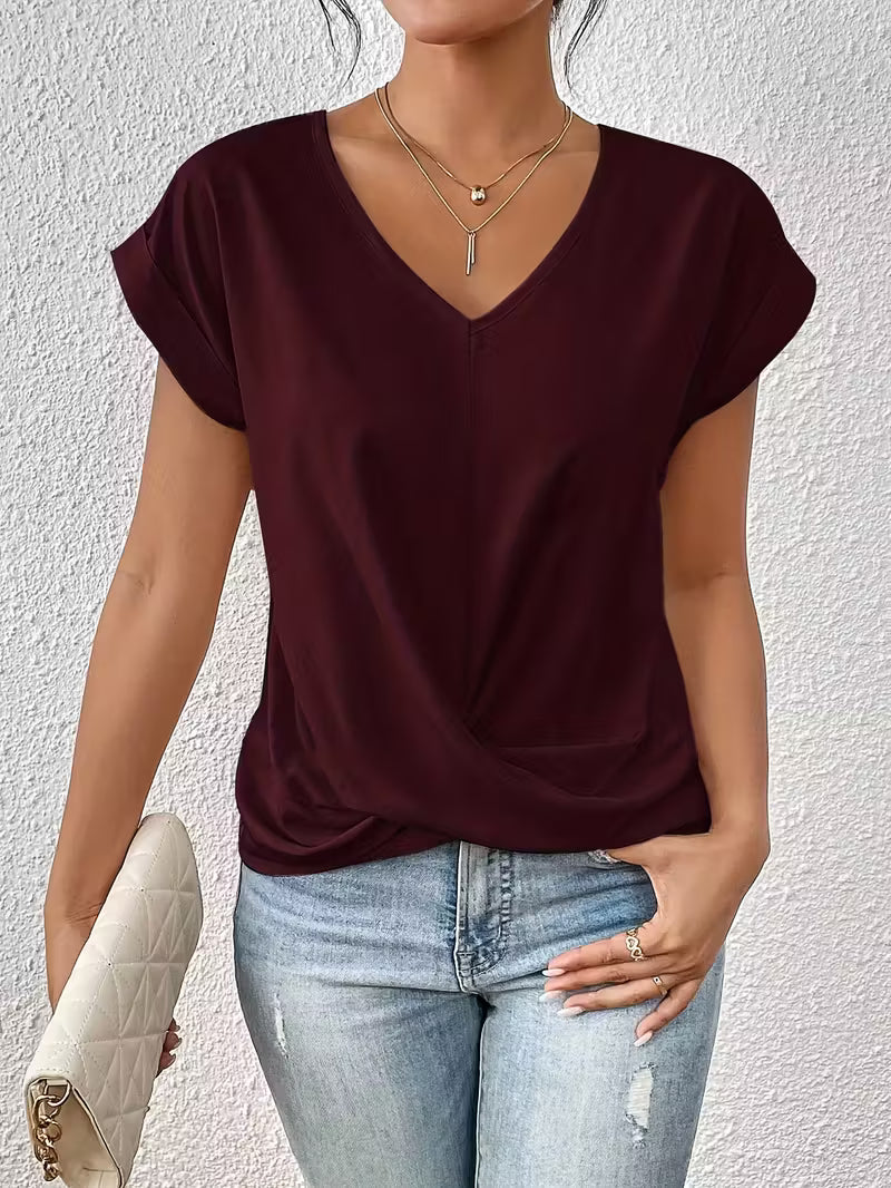 Saskia | Twist-Hem V-Neck Tee