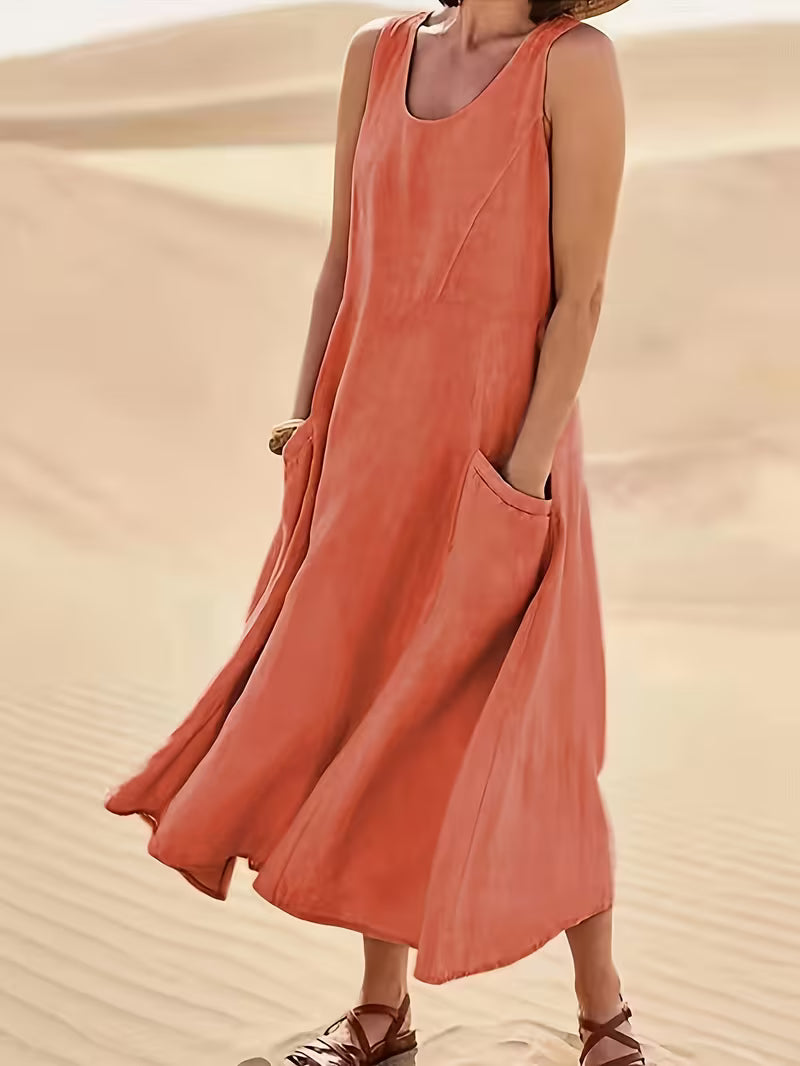 Marlowe | Cotton A-Line Midi Dress with Pockets