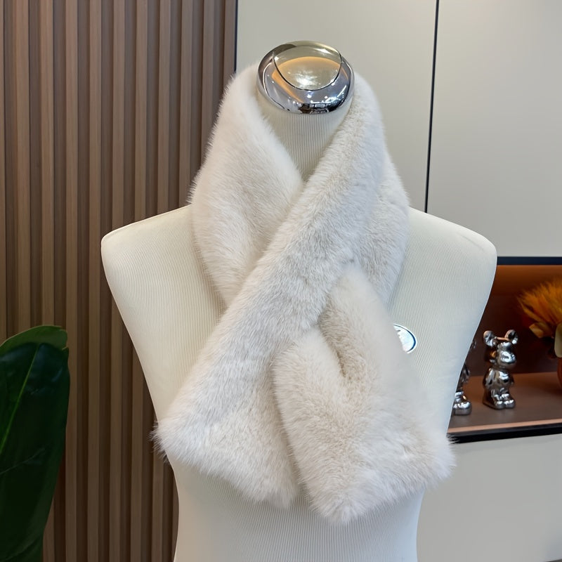 Women’s Faux Fur Winter Scarf, Warm Thick Fox-Style Scarf