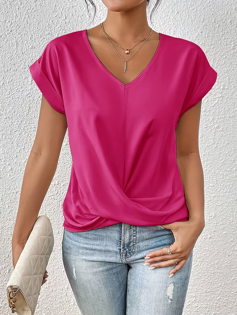 Saskia | Twist-Hem V-Neck Tee