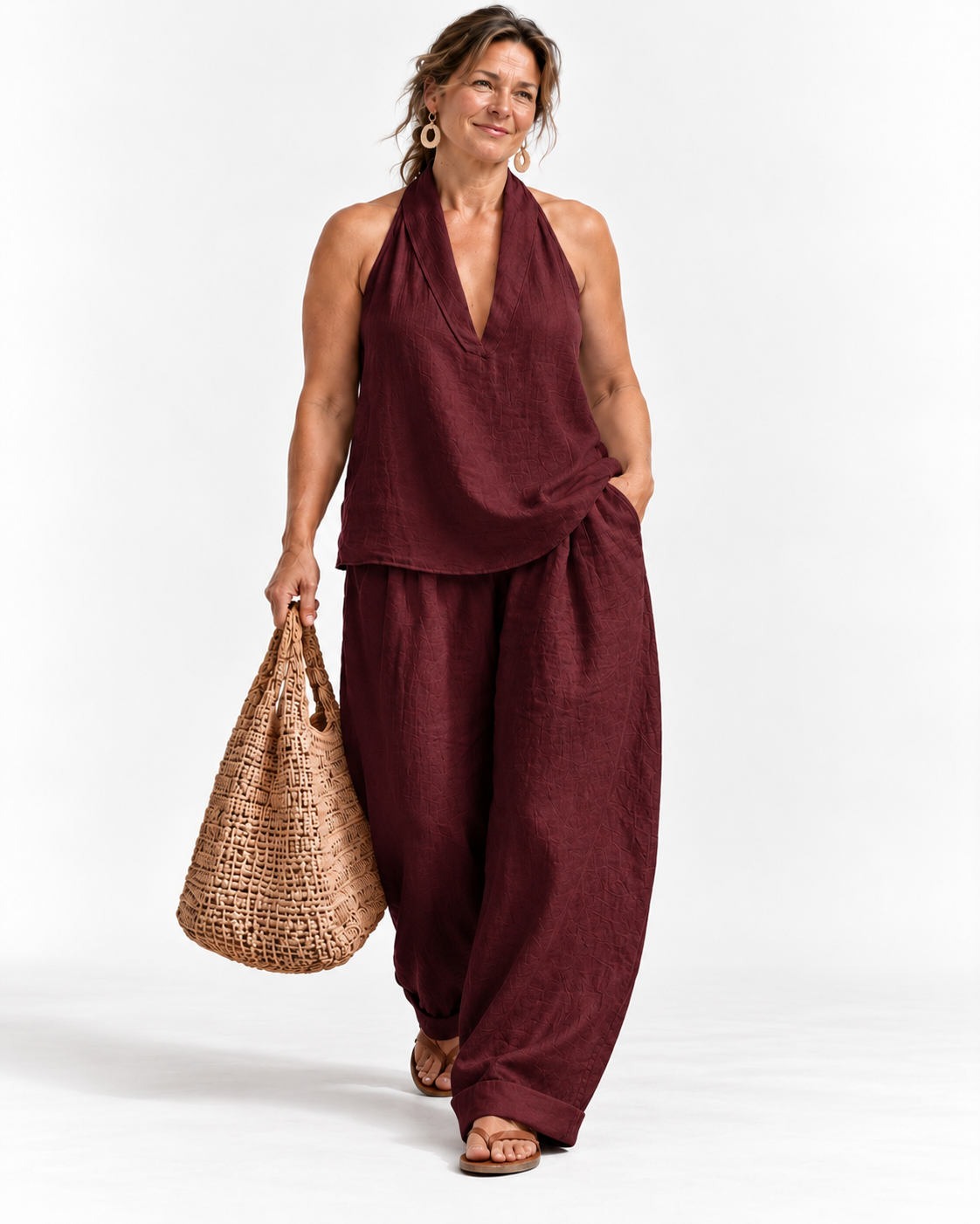 Riviera | Halter Neck Top & Wide-Leg Pant Set