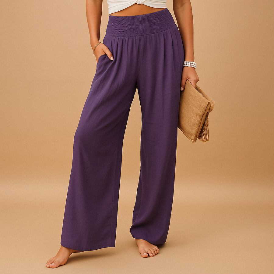 Vesalia | Wide Leg Elastic Waist Pants