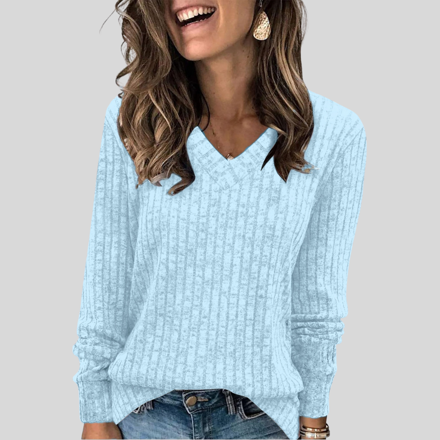 Skyverne | V-Neck Long Sleeve Top