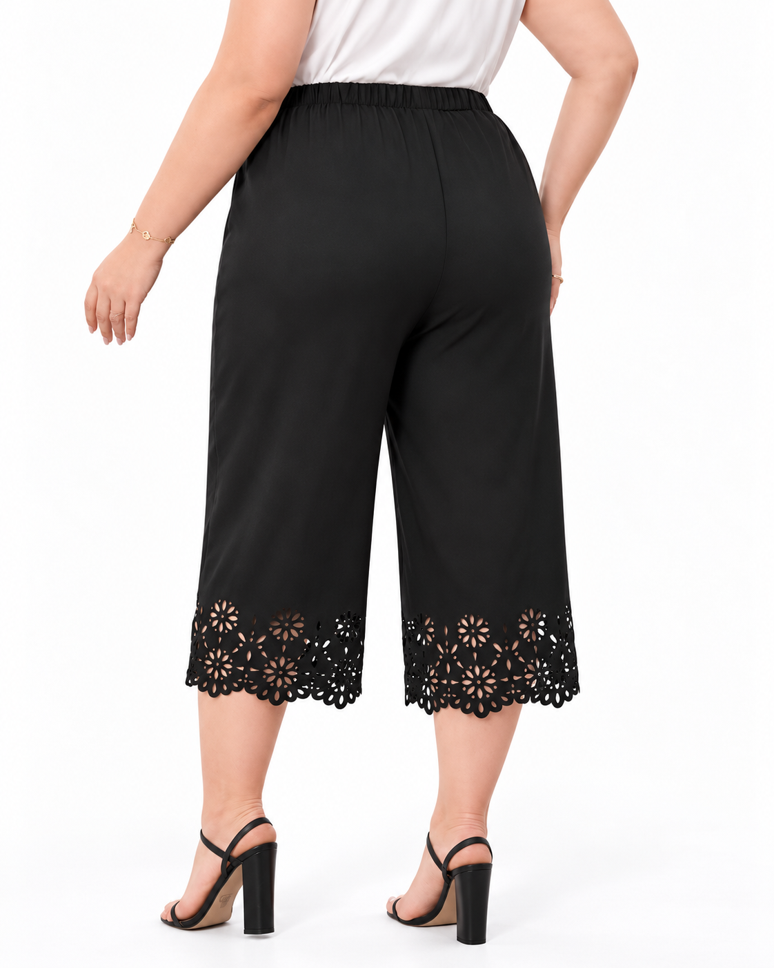 Lola | Cutwork Lace Hem Capri Pants