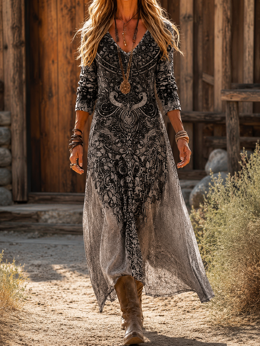 Celandra | Vintage Bohemian Autumn Dress