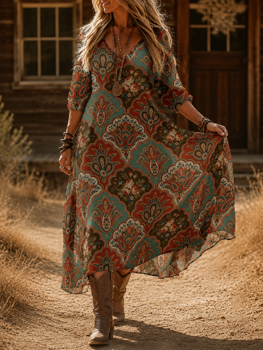 Cypriana | Vintage Bohemian Autumn Dress