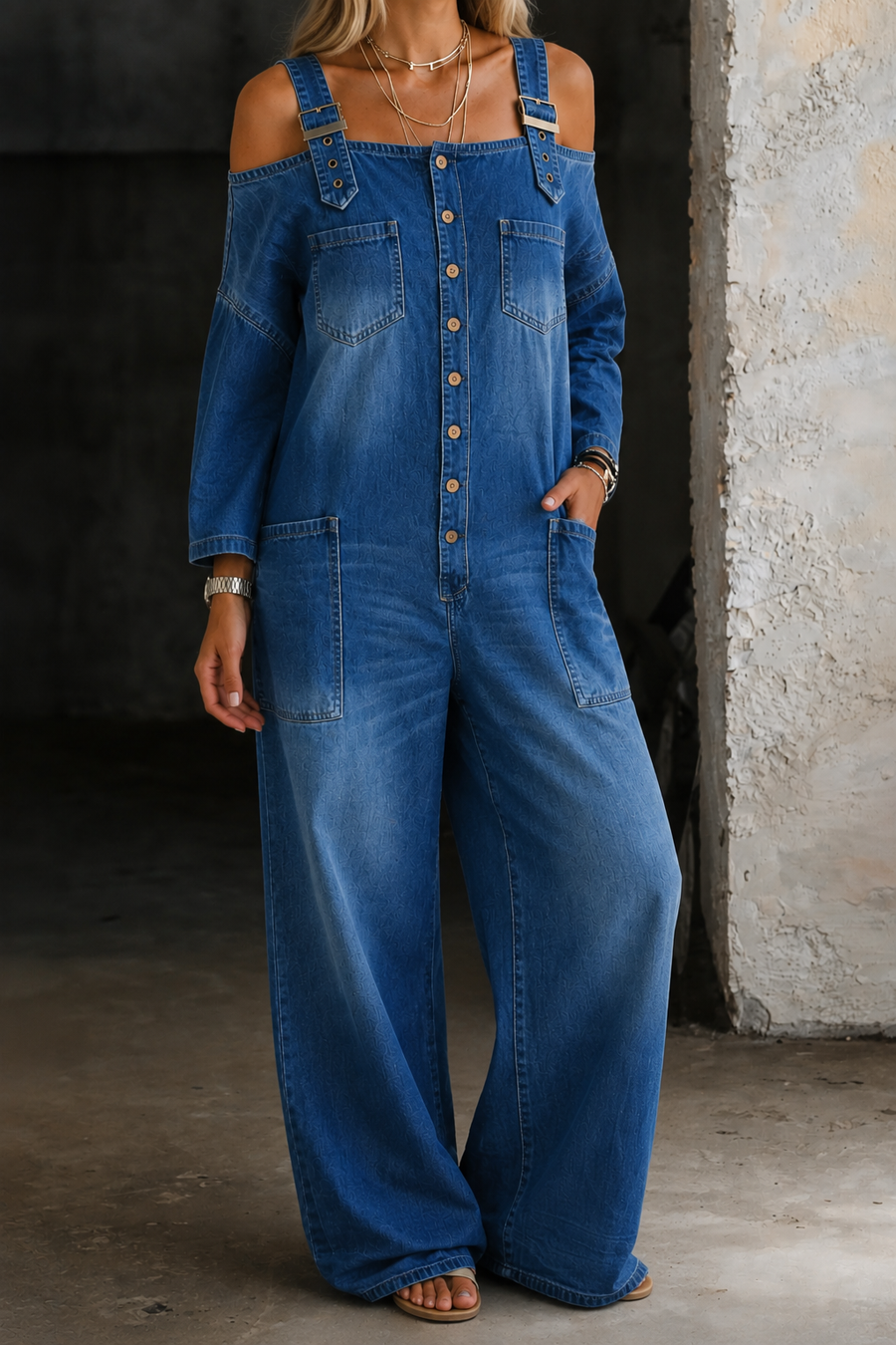 Sophia | Off Shoulder Denim Jumpsuit