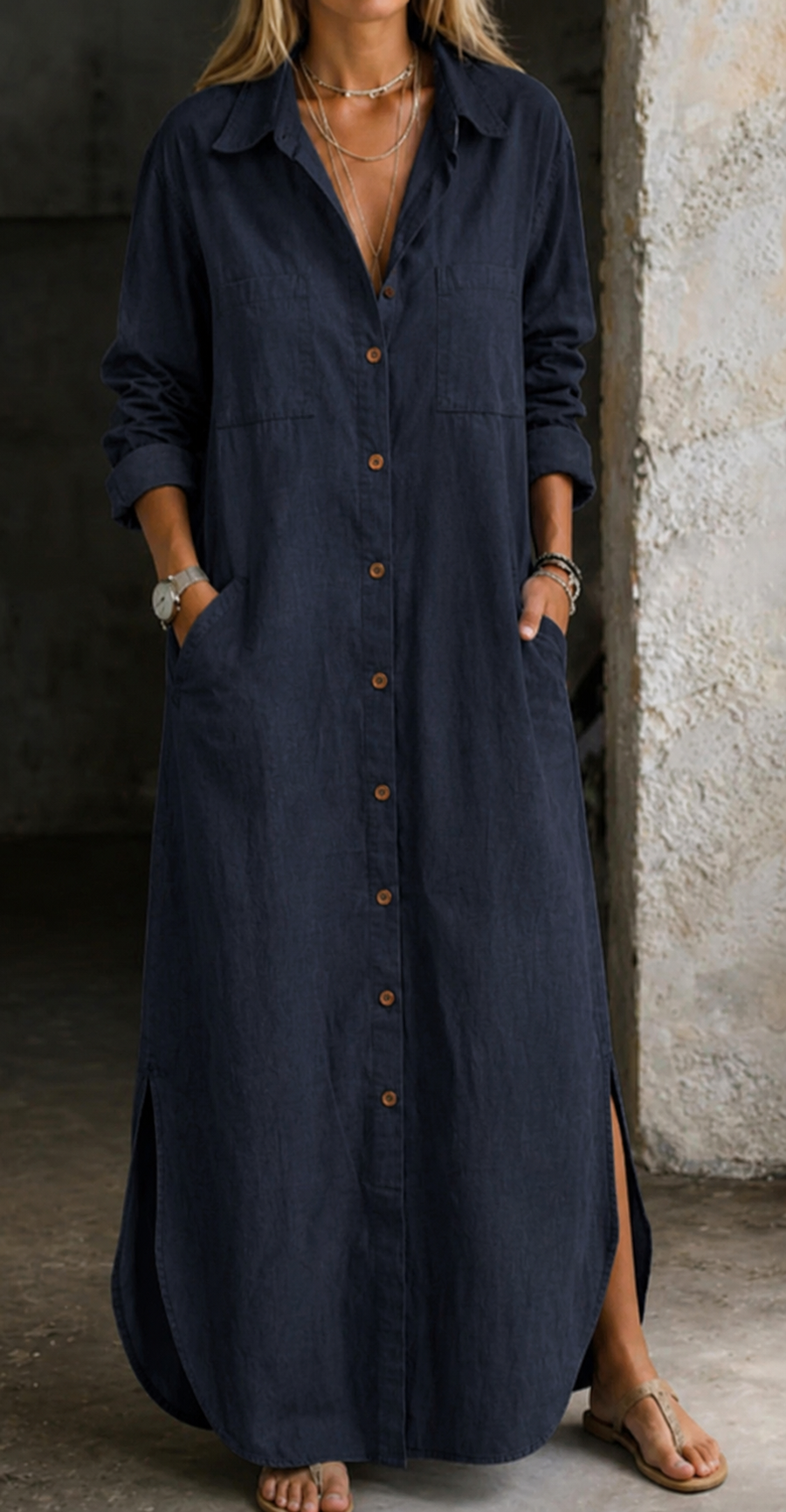 Delana | Button Down Denim Dress