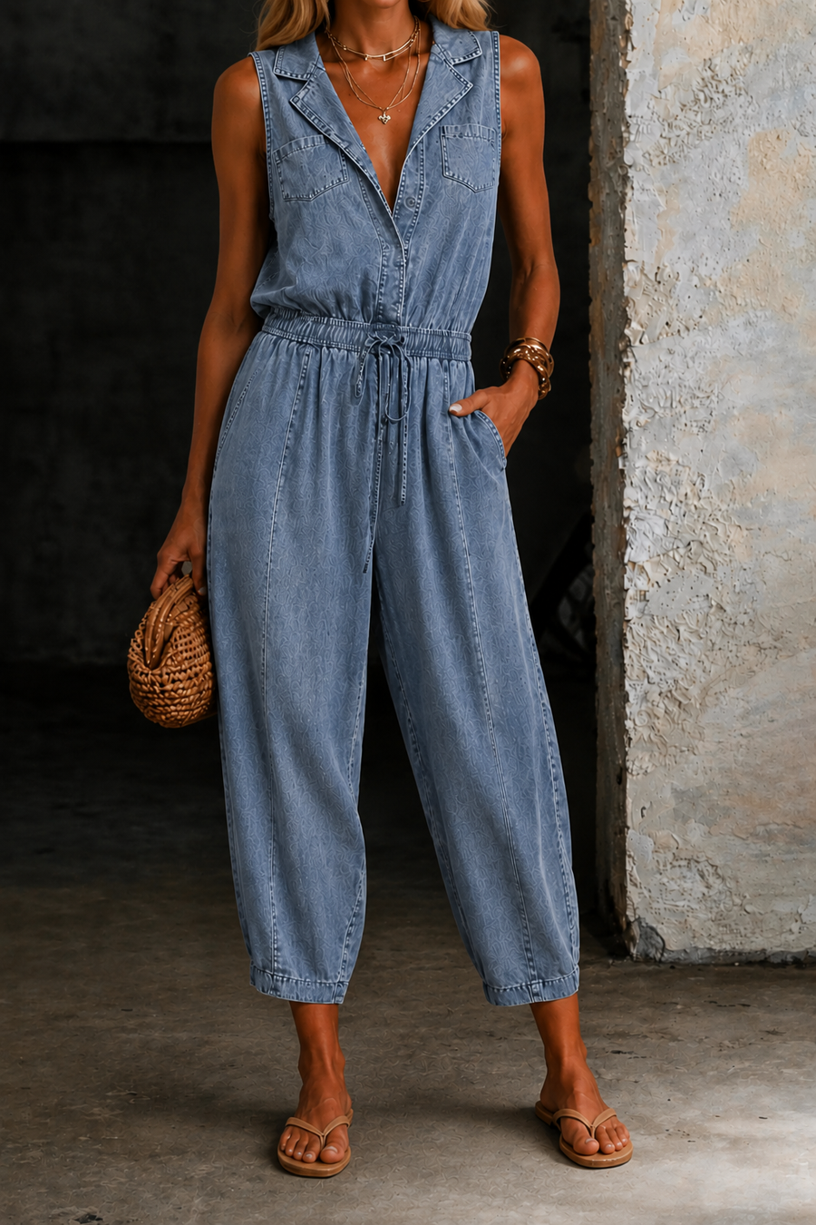 Rosalia | Sleeveless Denim Jumpsuit