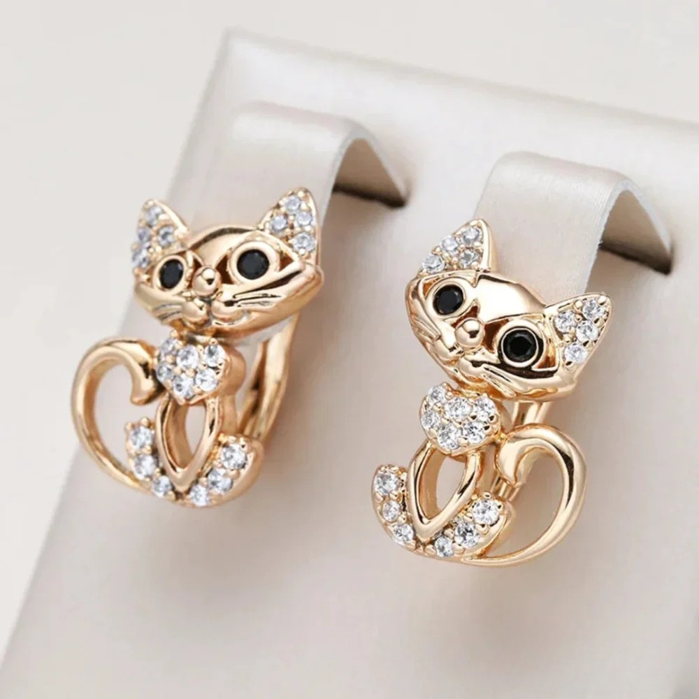 Gwen | Elegant Zirconia Cat Earrings