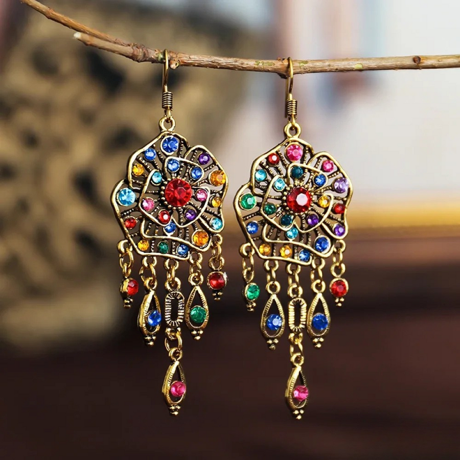 Coral | Retro Colorful Mandala Earrings
