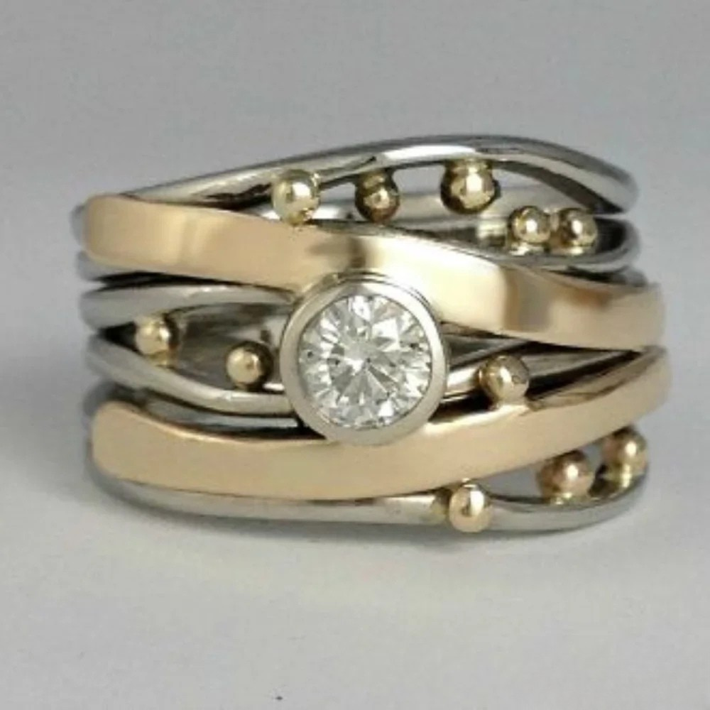 Hana | Classic Gold Inlaid Zirconia Ring