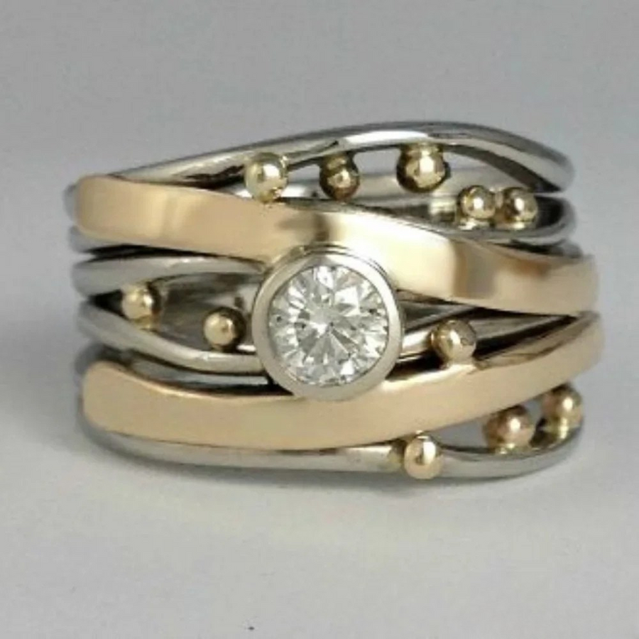 Hana | Classic Gold Inlaid Zirconia Ring