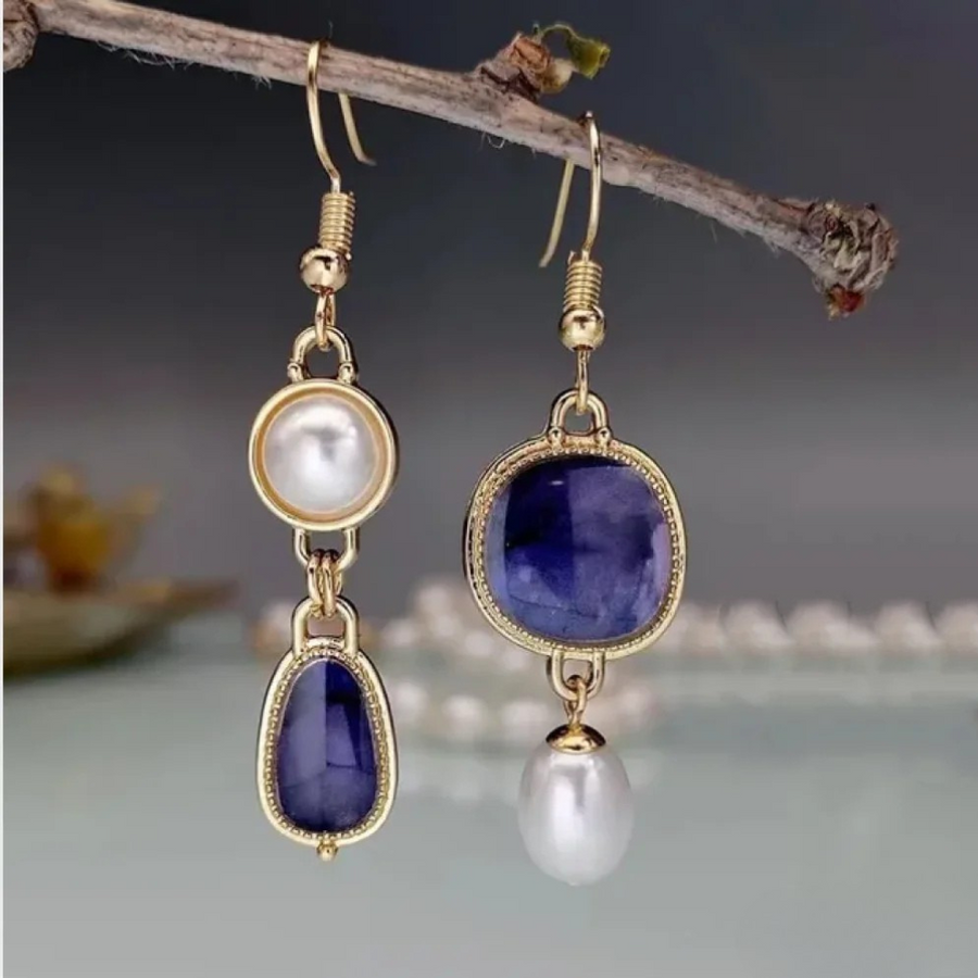 Wren | Retro Blue Stone Earrings