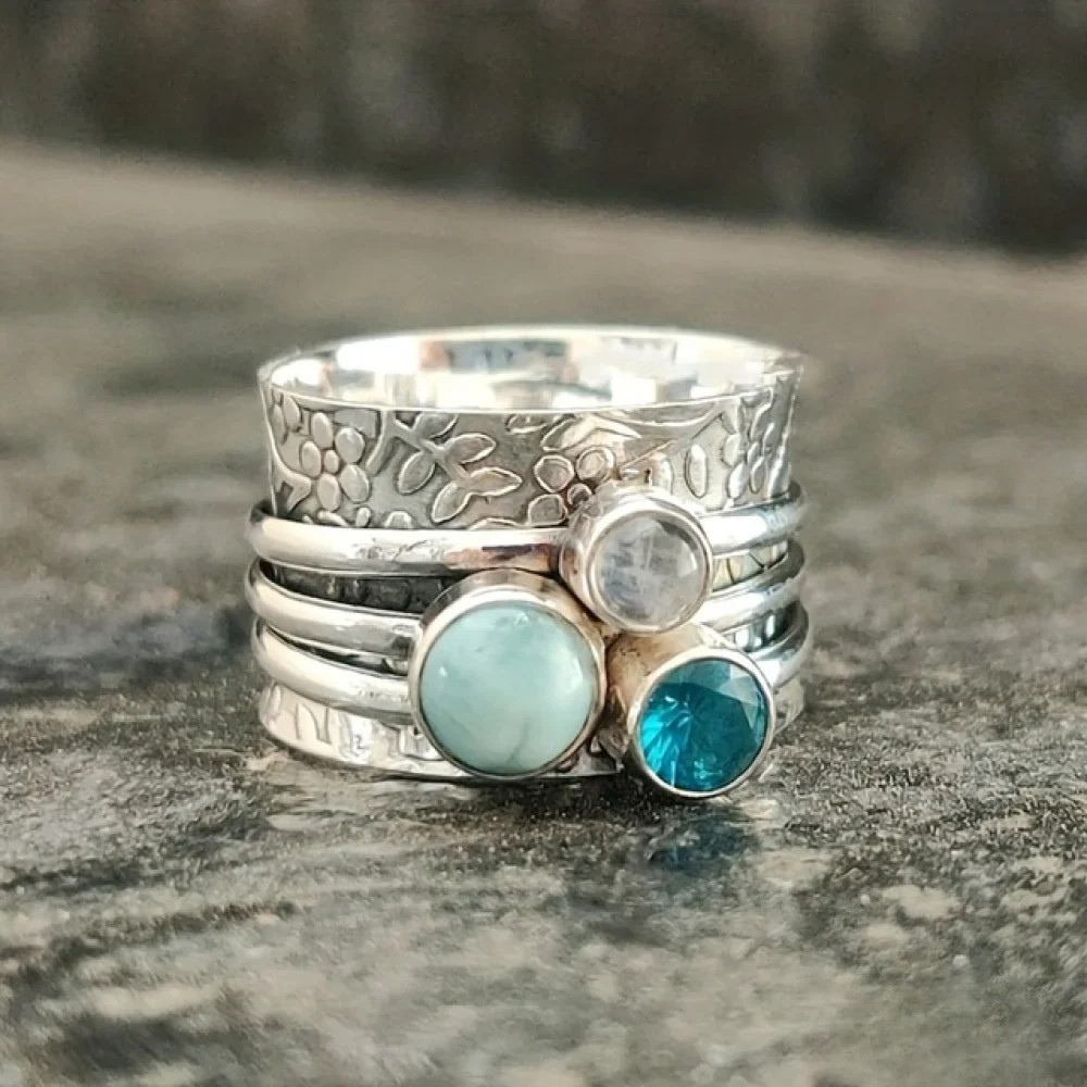 Savannah | Retro Natural Blue Stone Ring