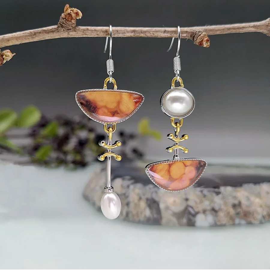 Kate | Retro Natural Orange Stone Earrings