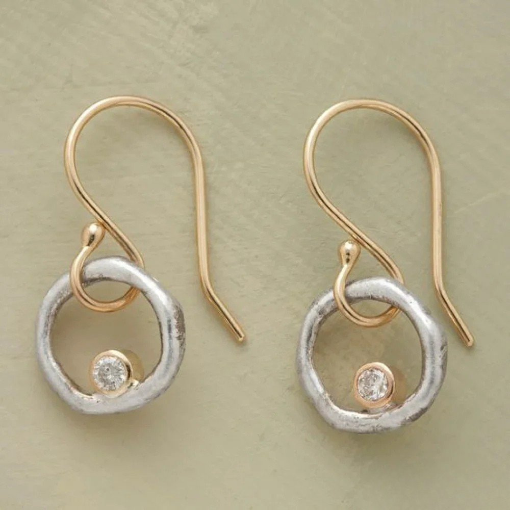 Adara | Vintage Gold and Silver Zirconia Stud Earrings