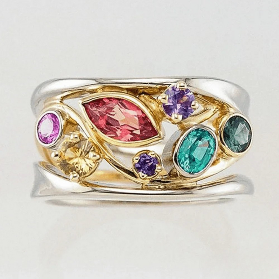 Gaia | Vintage Ring with Gold and Silver-Colored Zirconia