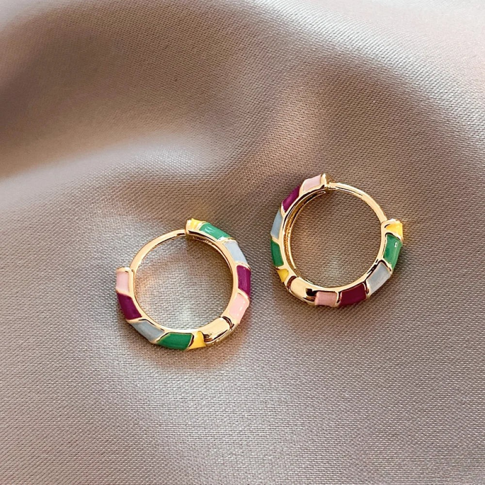 Fawn | Elegant Gold Earrings with Colorful Enamel