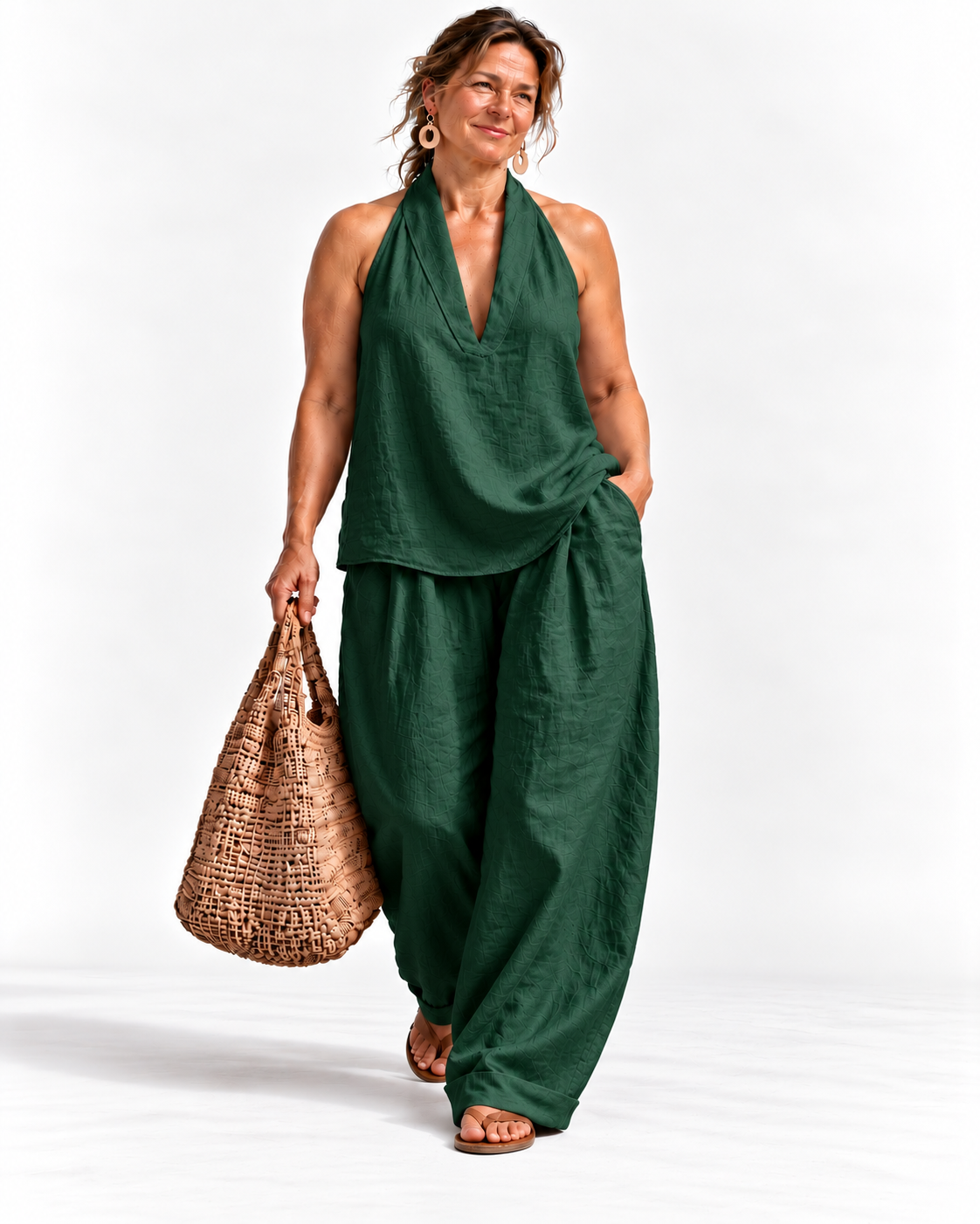 Riviera | Halter Neck Top & Wide-Leg Pant Set