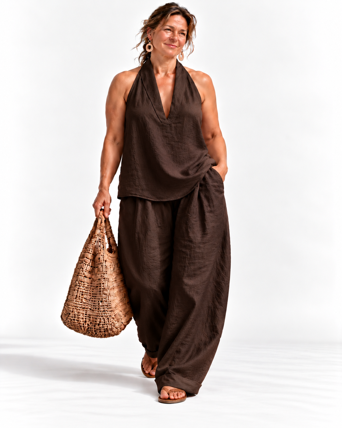 Riviera | Halter Neck Top & Wide-Leg Pant Set