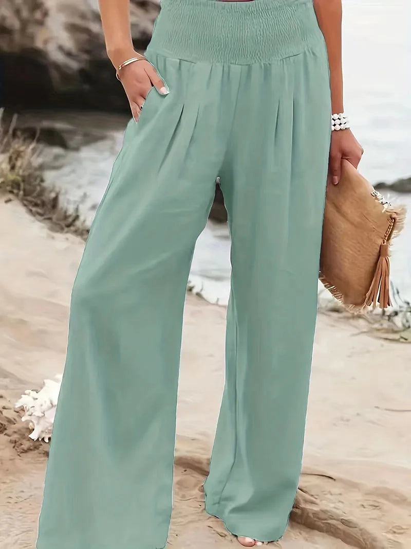 Thessaline | Wide Leg Elastic Waist Pants
